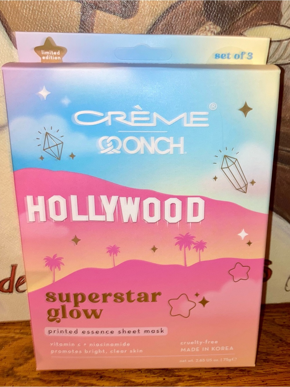 The Crème Shop x ONCH Hollywood Superstar Glow Sheet Masks 3 Vit C + Niacinamide